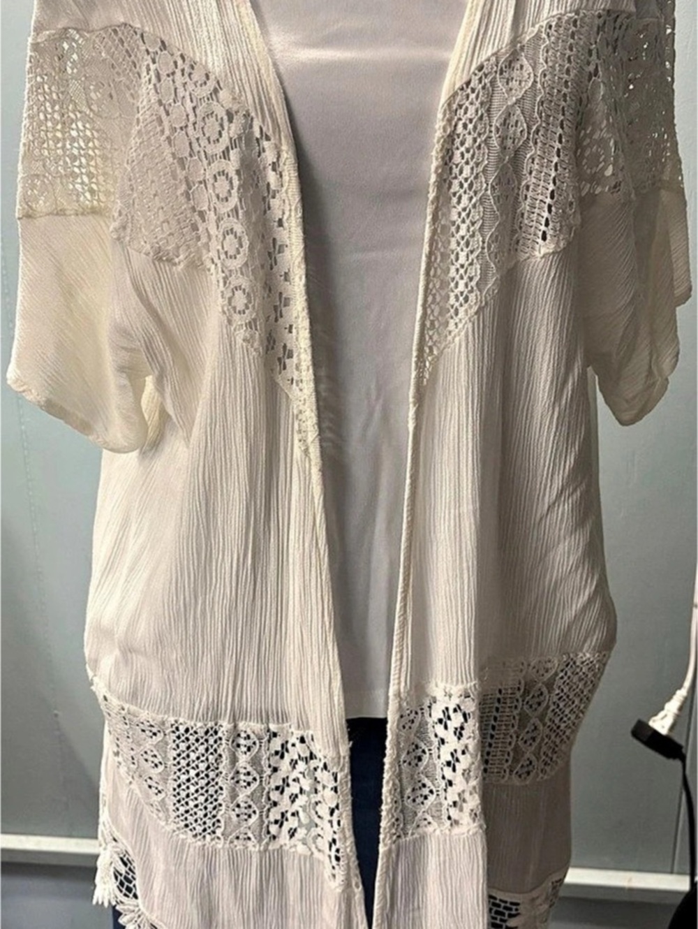 White Lace Trim Coverup